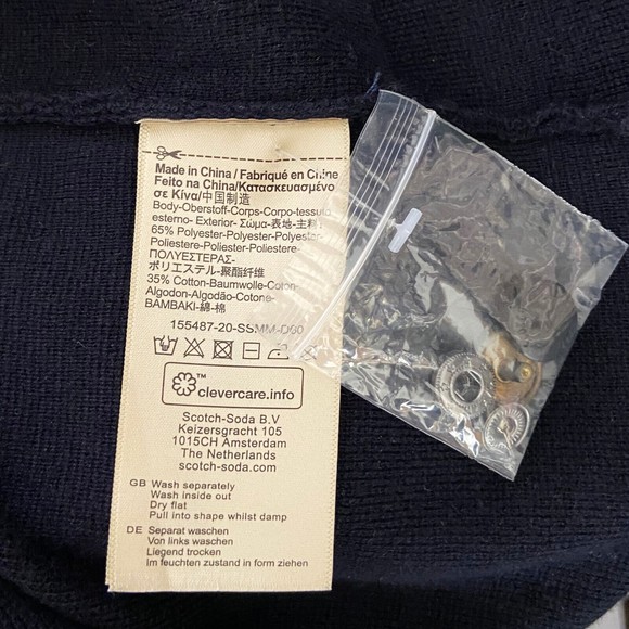 Snap Front Cardigan Navy Blue Hand Pockets NWOT - Picture 4 of 7